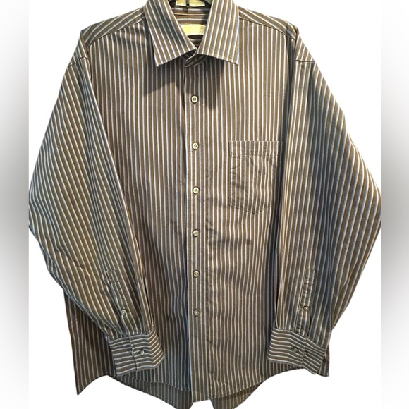 Men's Michael Kors Striped Button-Down Shirt sz XL 17 - Picture 2 of 7